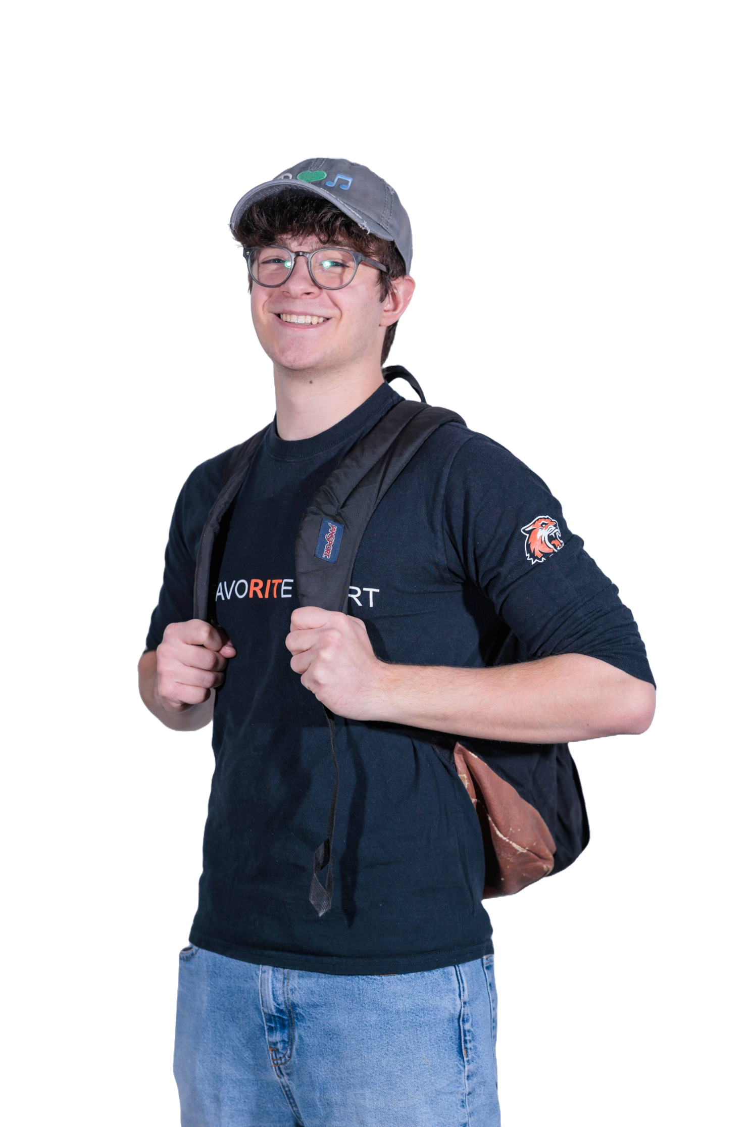 Max with backpack